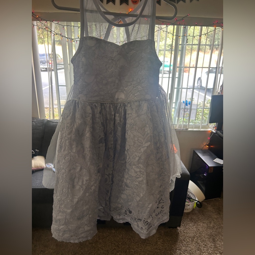 Elegant White Lace Kids Formal Dress